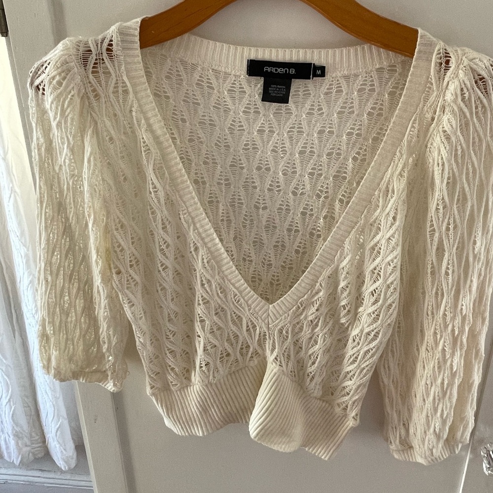 Arden B Crochet Crop Top in Cream